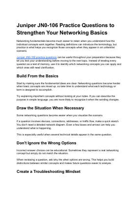Juniper JN0-106 Practice Questions to Strengthen Your Networking Basics